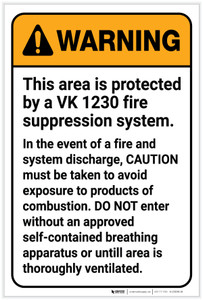 Warning: VK 1230 Fire Supression System Portrait - Label